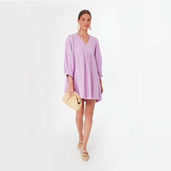 NWOT Pomander Place Tuckernuck Millie Gauze Mini Dress Lavender Women’s S Small - Picture 1 of 4